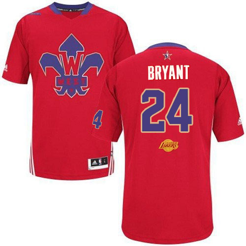 Mens Adidas Los Angeles Lakers 24 Kobe Bryant Swingman Red 2014 All Star NBA Jersey